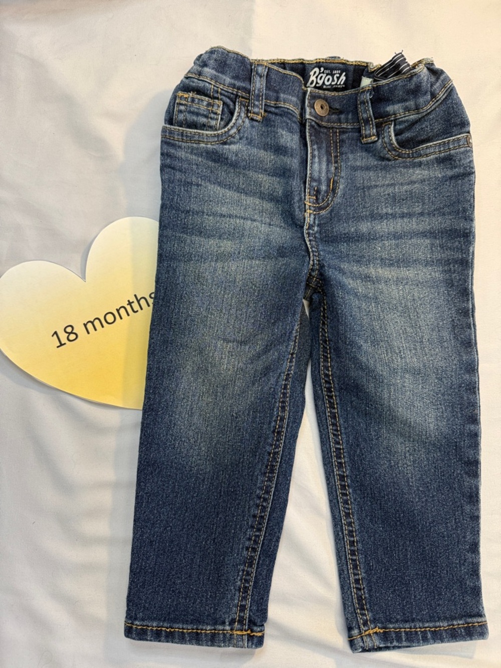 OshKosh B'gosh - straight cut toddler jeans  w/ adjustable waist. Size 18 months